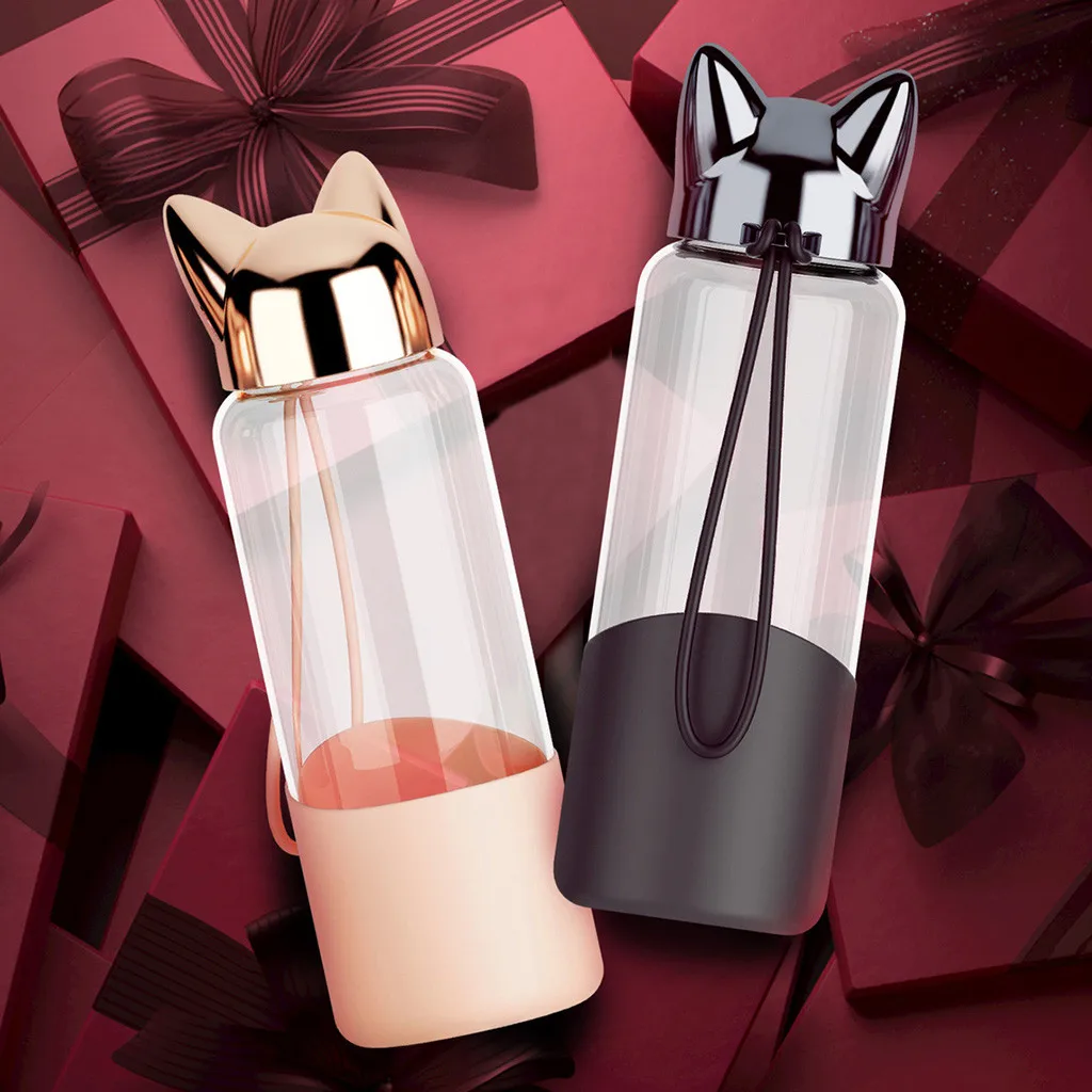 Портативный милые носки с лисой и Стекло бутылка для воды BPA бесплатно 320 мл