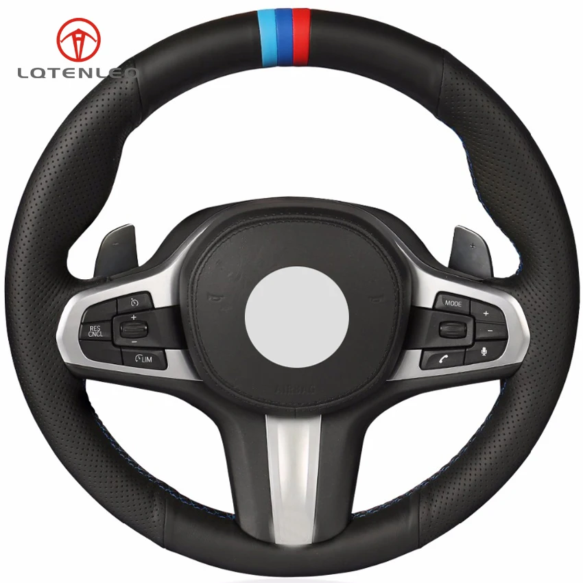 Черный чехол на руль LQTENLEO из натуральной кожи для BMW M Sport G30 G31 G32 G20 G21 G12 G14 G15 G16 X3 G01 X4