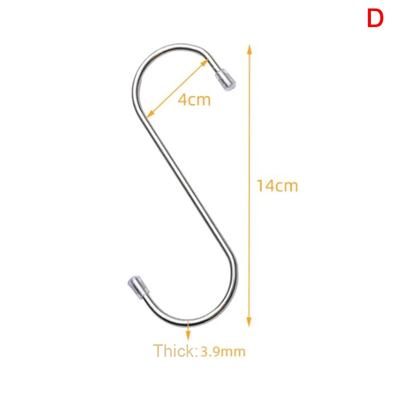 

1pc Stainless Steel S Shaped Hanger Hook Kitchen Bathroom Clothing Hanger Hooks Railing Clasp Holder Hooks