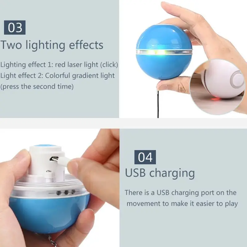 

Motion Activated USB Charging Pet Ball Smart Interactive Cat Toy with LED Light 360 Degree Self Rotating Ball