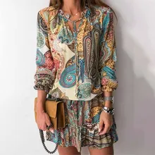 Vestido holgado de encaje con volantes y manga larga, con cuello en V, nuevo estilo, 2022 (3)