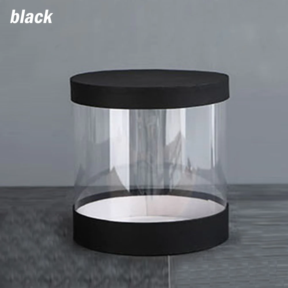 A-Black Коробки для цветов букет цветочный упаковочная коробка круглая коробка для свадебного торта Прозрачная ПВХ кожа цветок подарок пылезащитный выставки - Цвет: A-Black