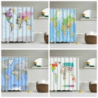 customized cartoon world map pattern shower curtain bath waterproof for bathroom decor world map cortina de bano 200x180cm