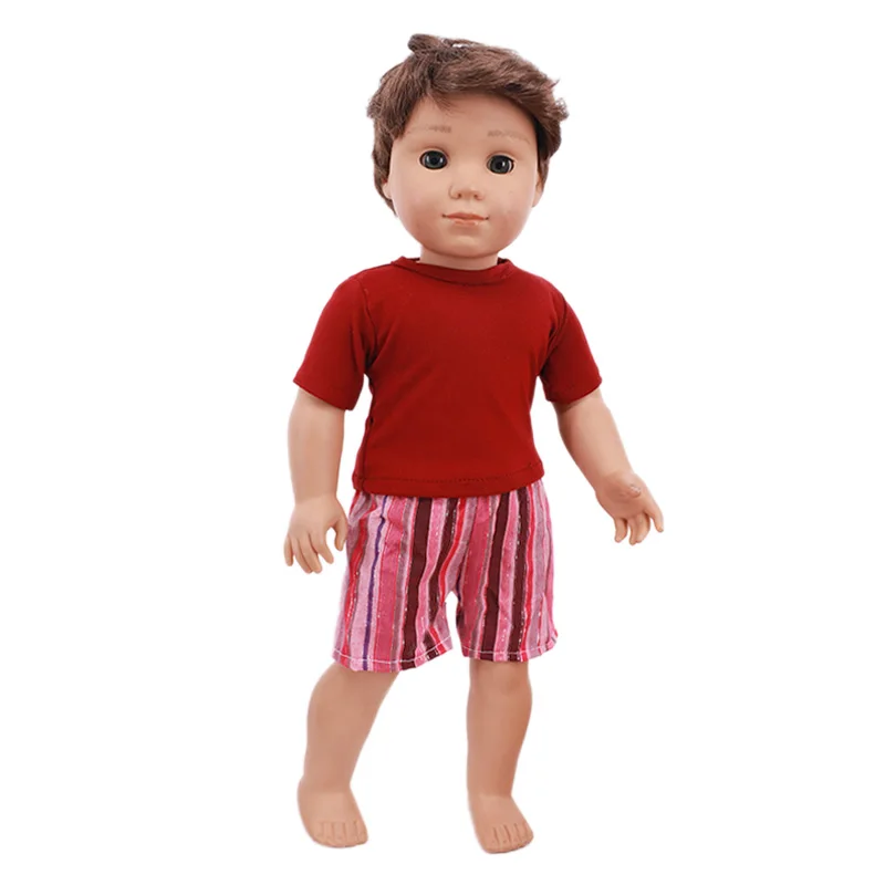 6 Styles Solid Shirt + Stripe Shorts Suits Doll Clothes For18 Inch American &amp Baby New Born Accessories Girls Festival Gift | Игрушки и