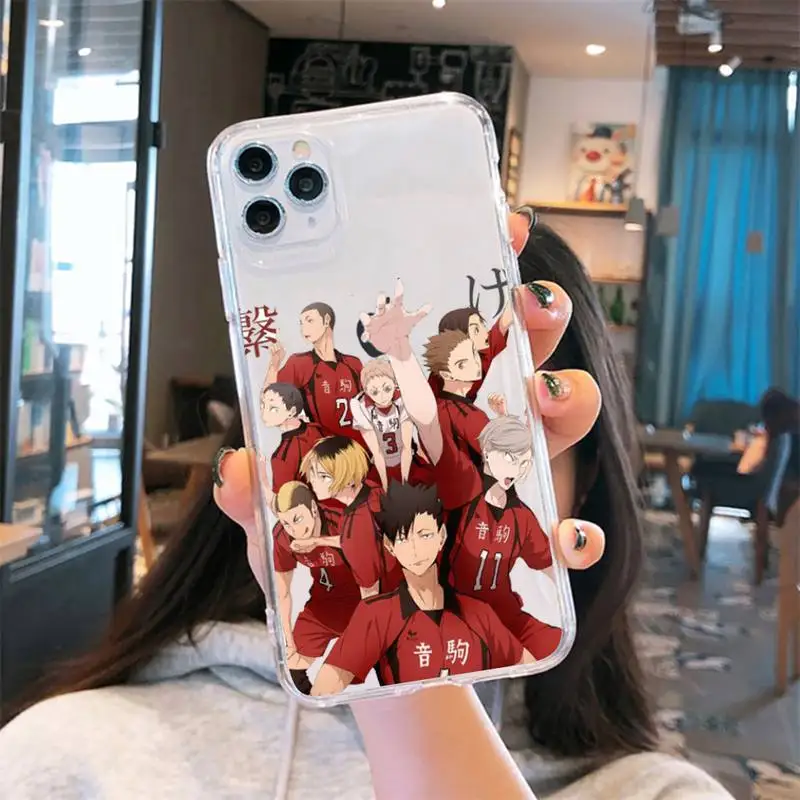 

Anime Haikyuu Love Volleyball CUTE Phone Case Transparent for iPhone 6 7 8 11 12 s mini pro X XS XR MAX Plus cover funda shell