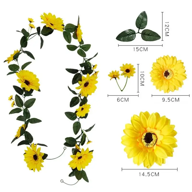 

Artificial Sunflower Vine Hanging Flower Vine Faux Plant Simulation Sunflower Garland Wedding Backdrop Home Garden Decor