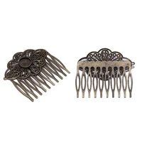5pcslot 5256mm hair comb charm barrette hairpins with 12mm blank glass cabochons base for diy jewelry making findings supplies