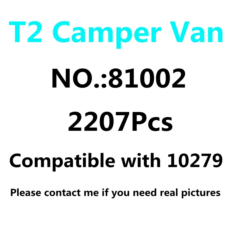 

IN STOCK 81002 2207Pcs T2 Camper Car Van VW Model Building Blocks Compatible 10279 DIY Bricks Toys For Children Christmas Gifts