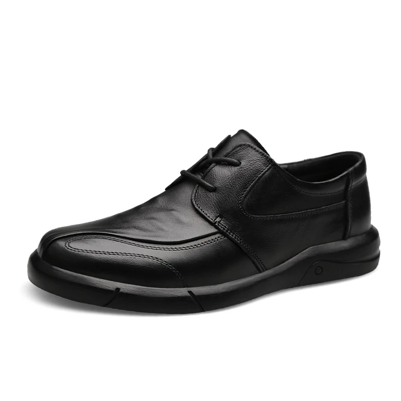 

2020 г., модная повседневная мужская обувь из воловьей кожи в деловом стиле Size37-46, черные мокасины на плоской подошве