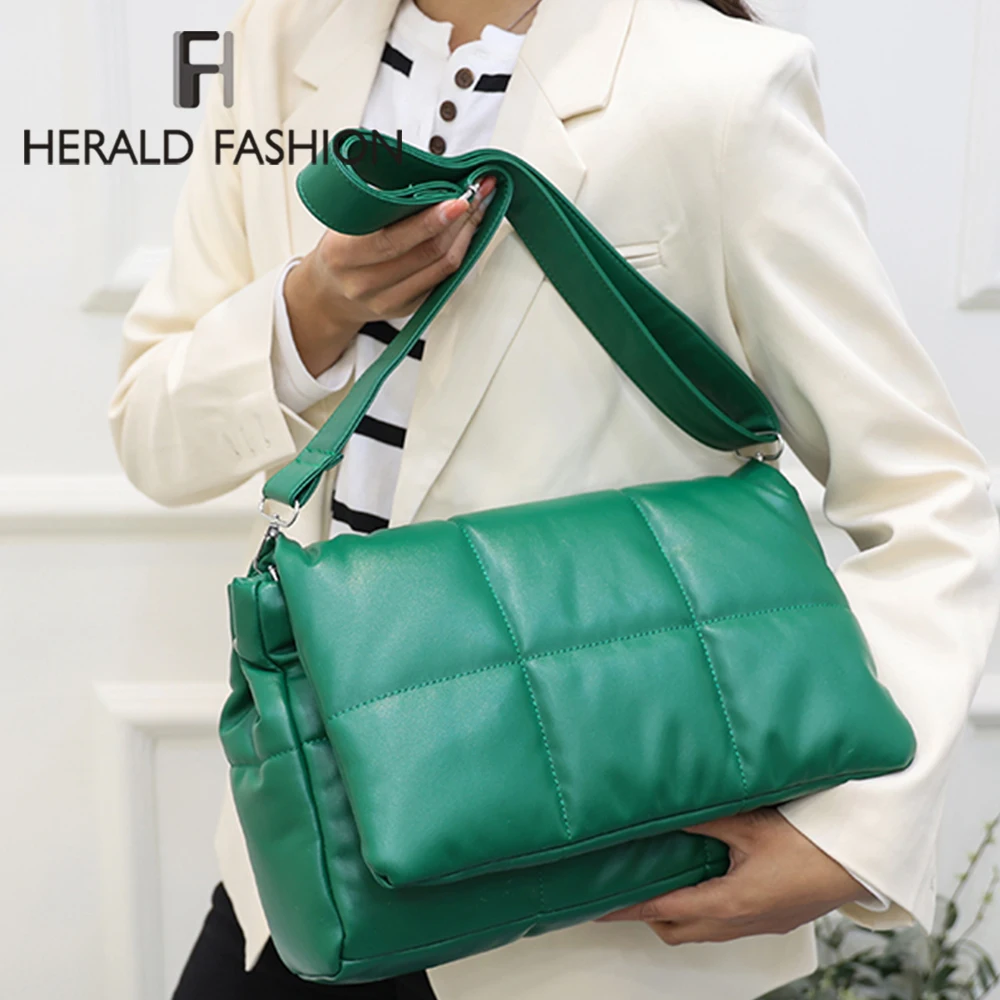 

Модные Плетеные женские стеганые сумки через плечо, мягкая пушистая Хлопковая Сумка через плечо с подушечками, зимняя женская сумка для пок...