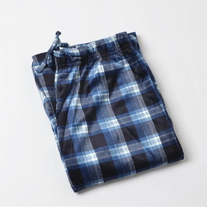 

Men's Sleep Pants Double-faced Fleece Casual Plaid Plus Size Trousers