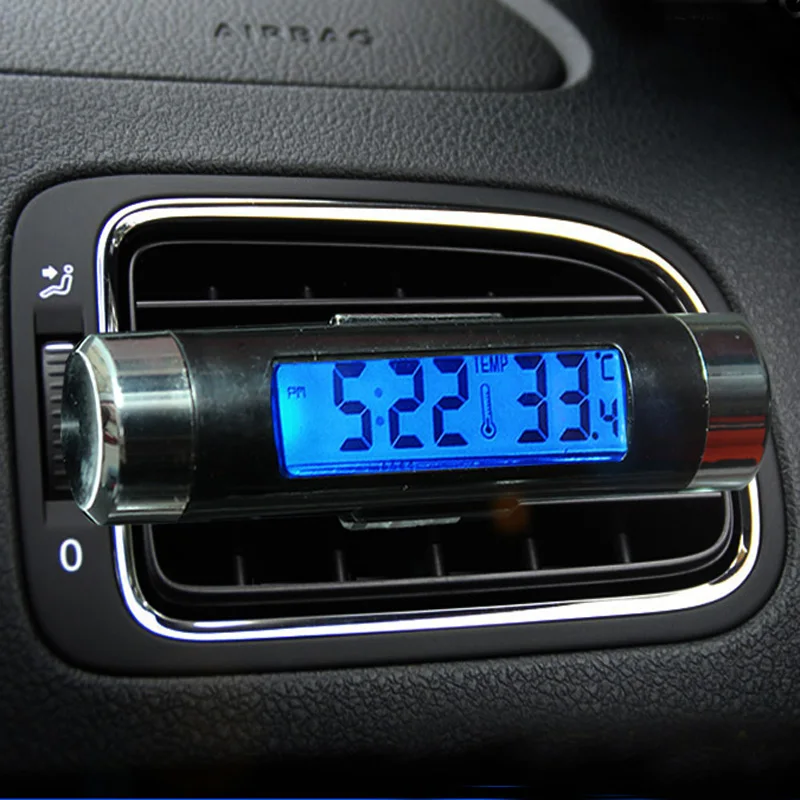 2 в 1 Car Clock термометр ЖК-дисплей цифровой автоматический автомобильный рычаг