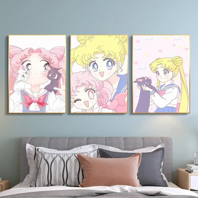 

Sailor Moon Decoration Painting Girl Bedroom Anime Character Printing Poster Art Wall Modern Home Waterproof Ink Painting
