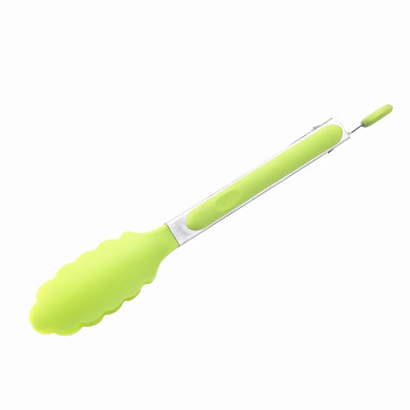 Green Силиконовые кухонные щипцы из нержавеющей стали для приготовления салата, сервировки барбекю, щипцы для выпечки, анти-нагрев, зажим для выпечки, щипцы, инструменты для приготовления пищи, гаджет - Цвет: Green