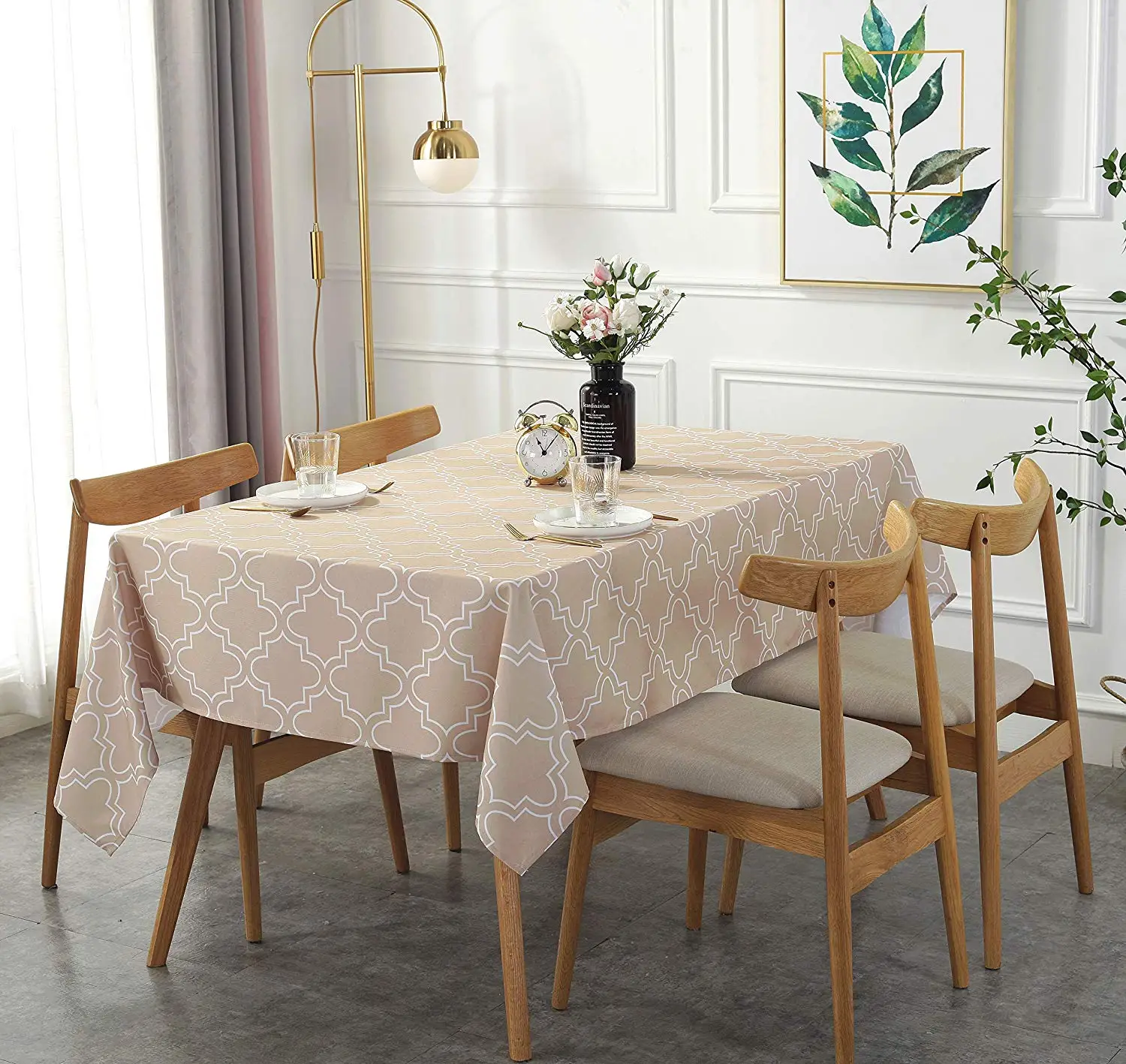 UFRIDAY Square Rectangle Round Table Cloth and Napkins Placemat Grey fabric Tablecloth Waterproof Home Hotel Dinning Table Cover