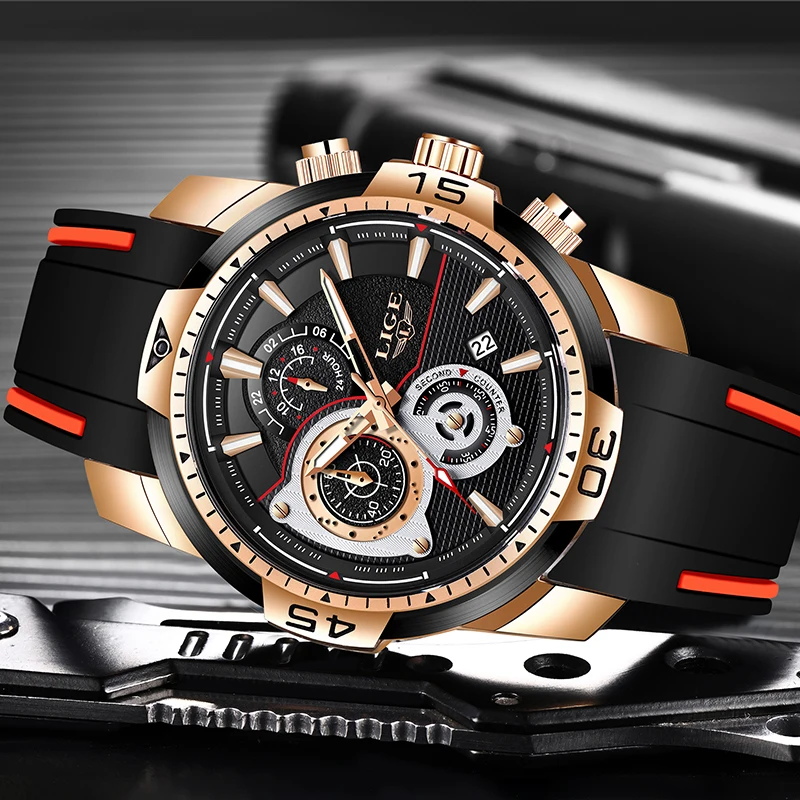 2019New LIGE Silicone Strap Men Watches Fashion Top Brand luxury Business Luminous Quartz Watch Casual Waterproof Date Clock | Наручные