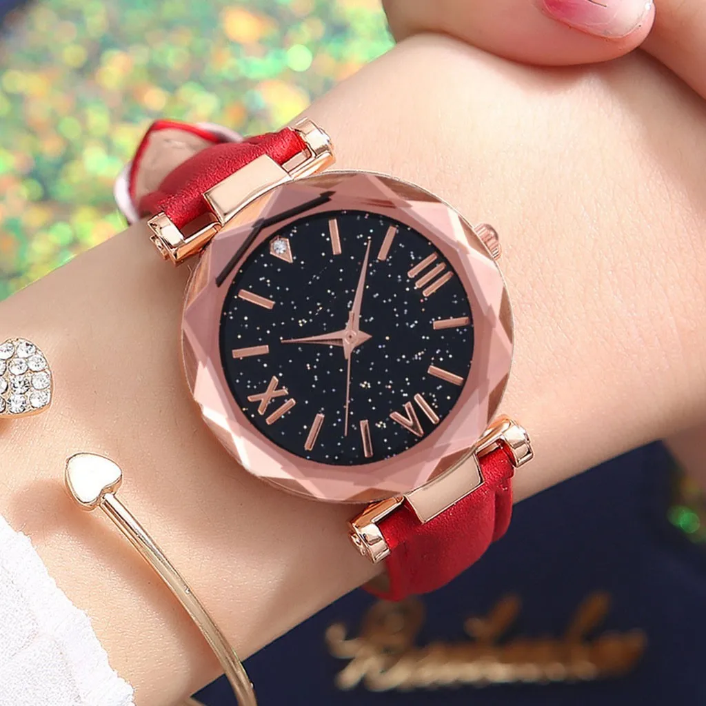 

Watches Unisex Stars Little Point Frosted Belt Watch Dotted With Roman Scale Watch Fashion Ladies Quartz Wrist Watch Relogio