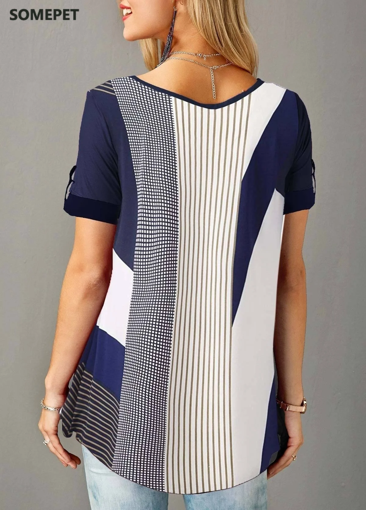 

Summer Women Loose Casual Printed Round Neck Short Sleeves Plus Size T Shirts Summer Tops