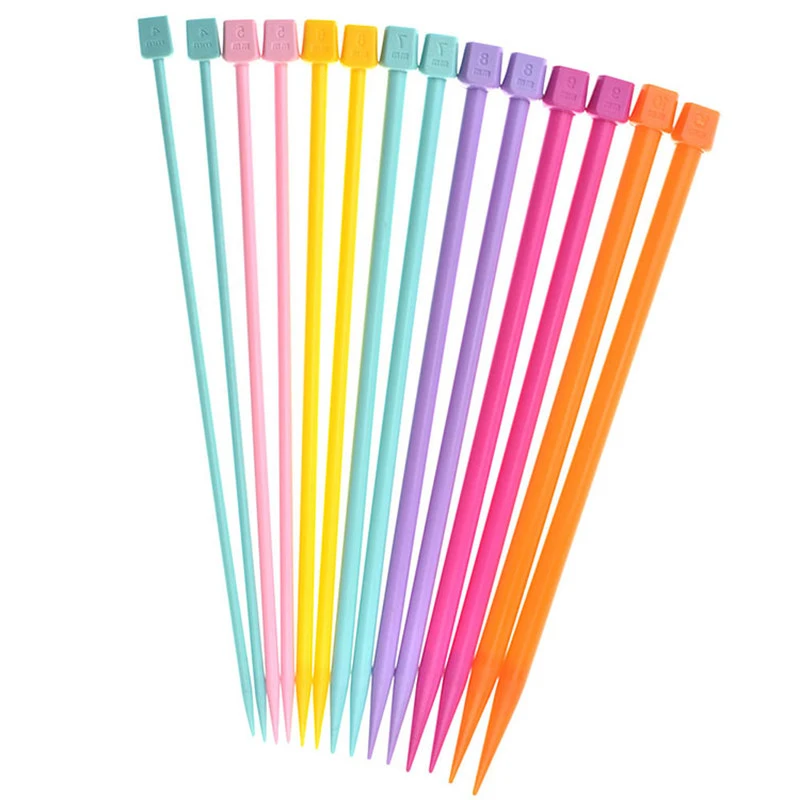 

7 Pairs 4.0mm-10.0mm Knitting Needles Plastic 25cm Single Pointed Yarn Weave Knitting Needles Hook DIY Knitted Tool for Scarf