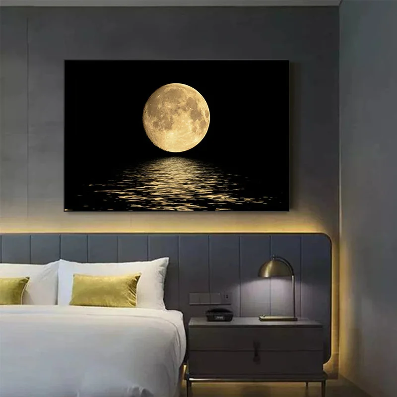 

Черная белая луна, картины на холсте, современная настенная фотография, абстрактные модульные картины для гостиной, украшение для дома
