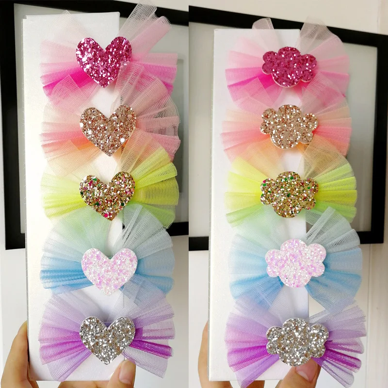 5 шт. Корейская сетка облако Радуга заколки для волос любовь сердце звезды