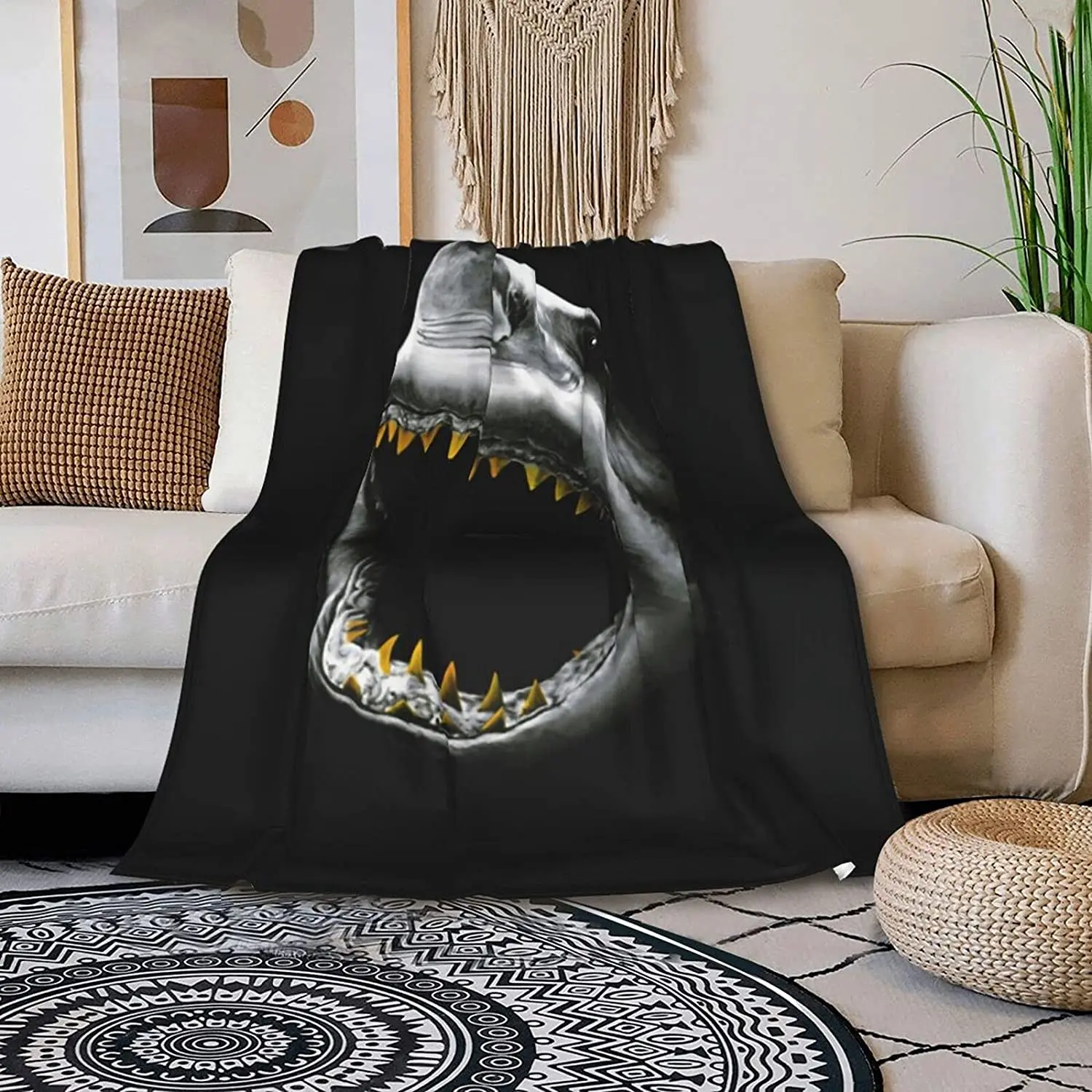

Golden Teeth Shark Blanket Ultra Soft Microfiber Fleece Blankets Throw Blanket Suitable for All Living Rooms/Bedrooms 50"X40"