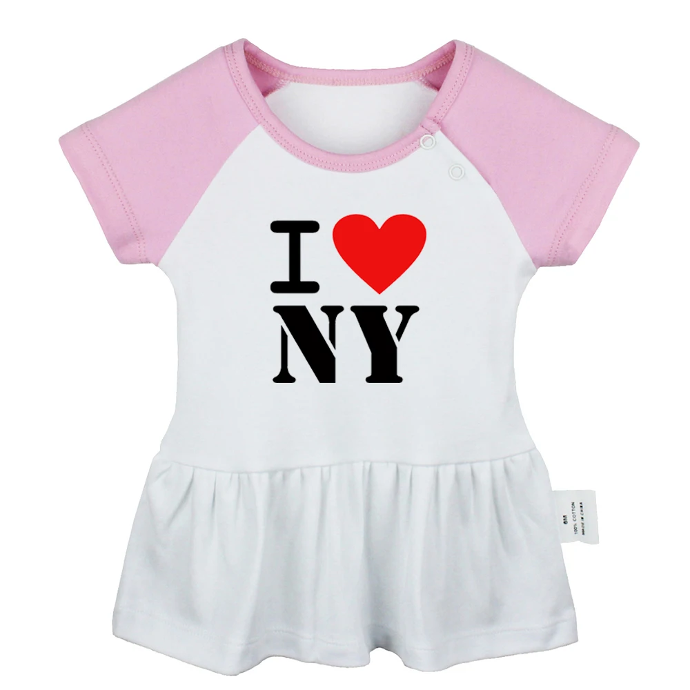 

I Love New York Karma Retribution For Sin Design Newborn Baby Girls Dresses Toddler Infant Cotton Clothes