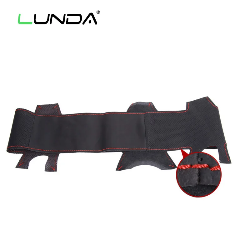 LUNDA черный кожаный чехол рулевого колеса автомобиля для Toyota Land Cruiser Prado 2010 2015 Tundra