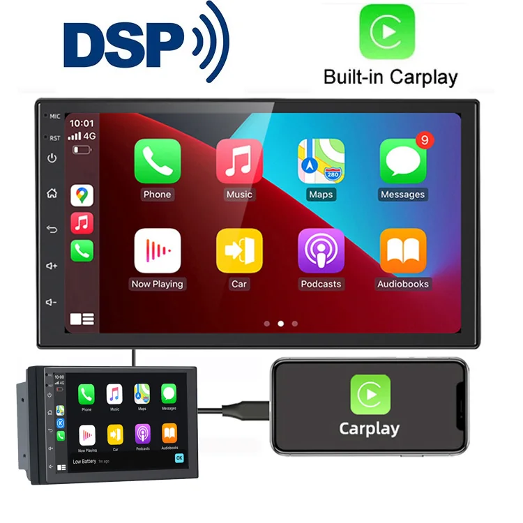 

2din AHD Carplay Android 10 Car Radio AM FM 2.5D 7'' Maltimedia Stereo DSP & RDS 2GB + 32GB Car DVD Player For Android / IOS