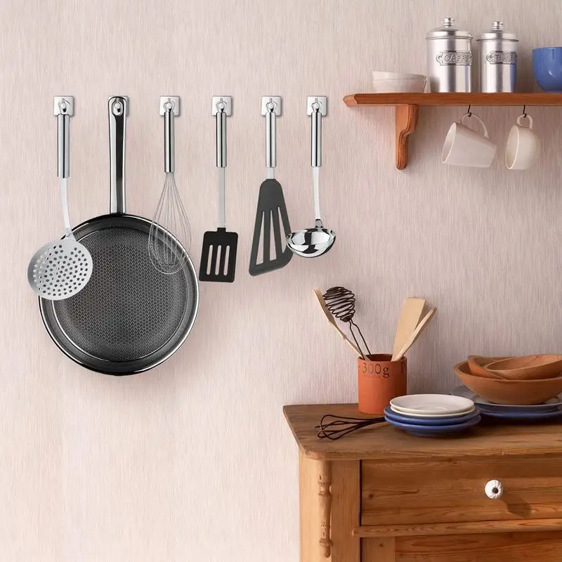 

10 self-adhesive hooks, bath towel hook stainless steel hat towel hanger stainless steel hanger kitchen bathroom vanity closet,