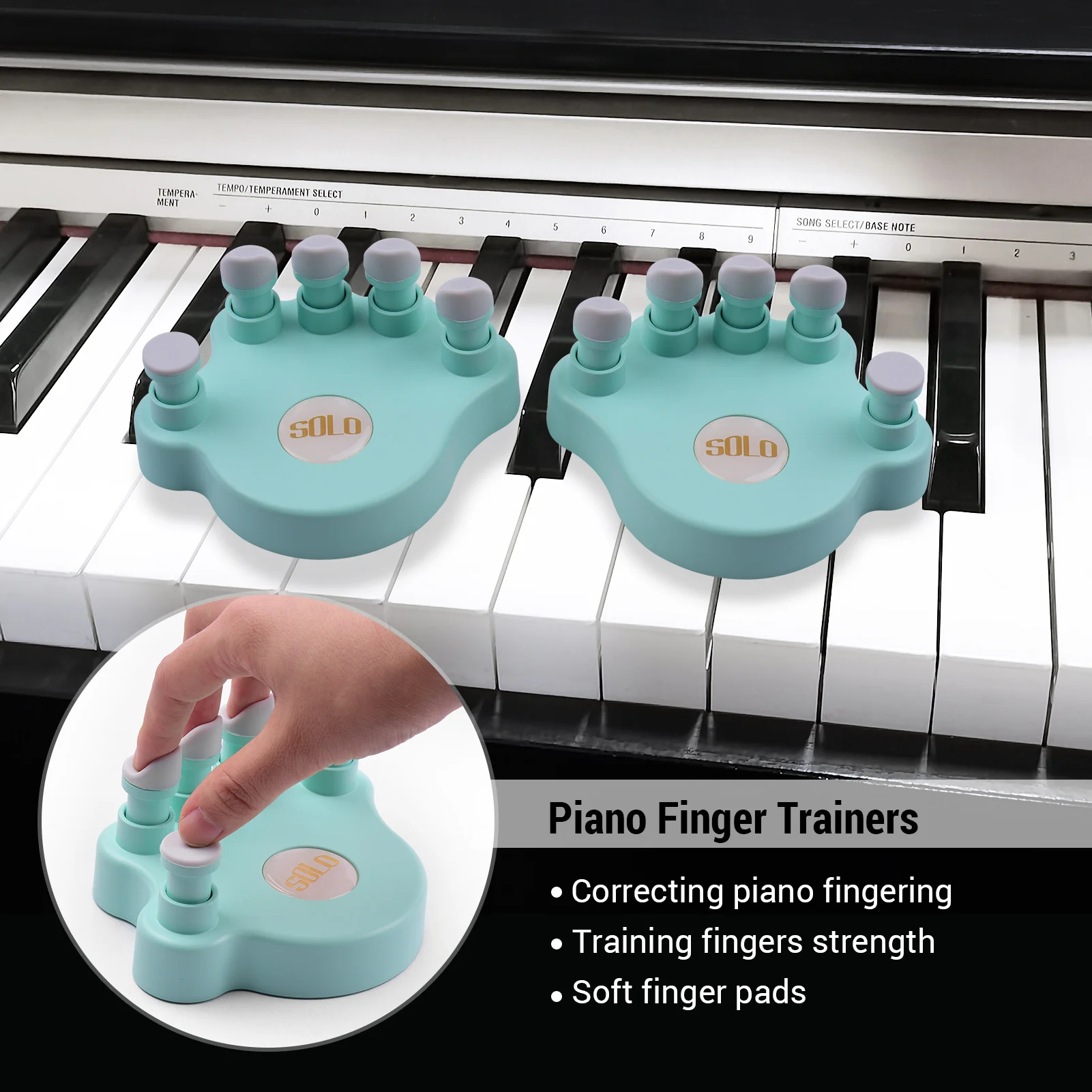

SOLO SP-140 Piano Finger Trainers Fingers Strength Training Tools Finger Correctors for Piano Beginners, 1 Pair/Pack