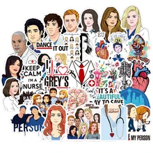 50Pcs TV Show Greys Anatomy Waterproof Stickers Kids Toy Sticker Sticker Car Decor Skateboard Sticker For Phone Diary Laptop F3