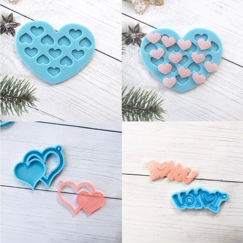 

11Pcs DIY Valentine's Day Heart Pendant Resin Casting Molds Kit Silicone Epoxy Resin Lovers Love Keychain Molds Crafts