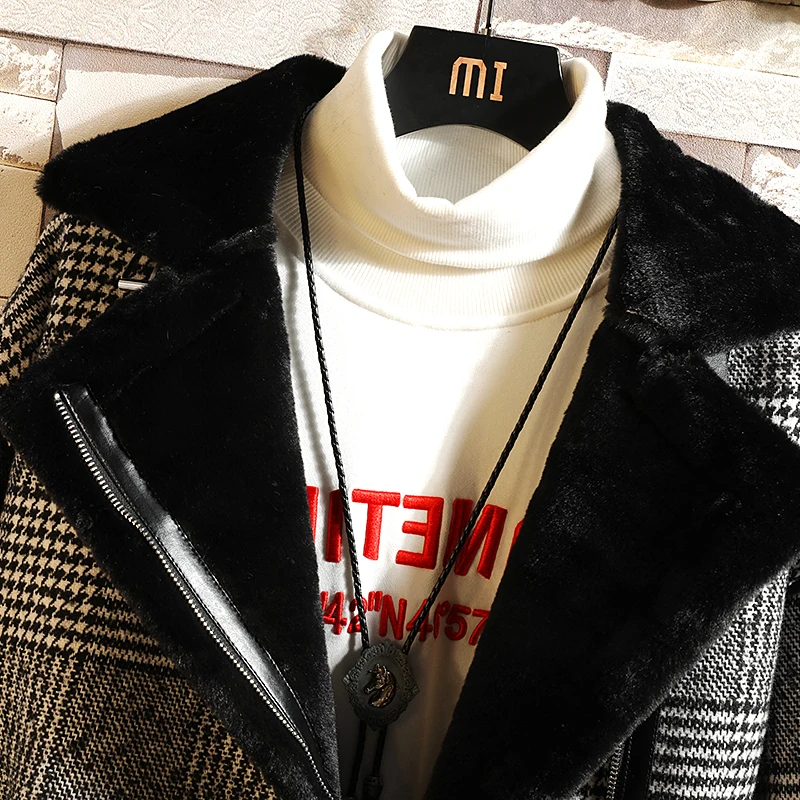 2021 зимнее мужское модное меховое шерстяное пальто высокого качества толстое