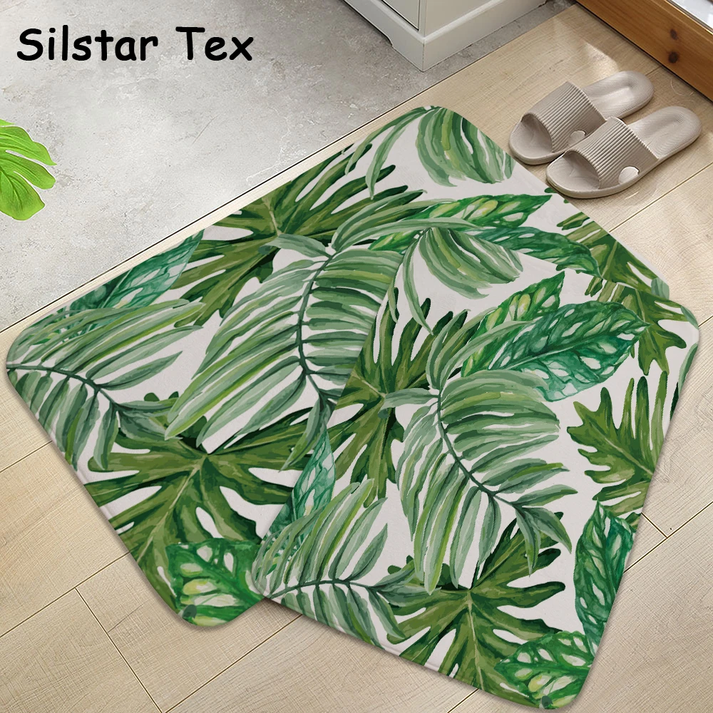 Современный дизайнерский коврик Silstar Tex с листьями на дверь свежий зеленый