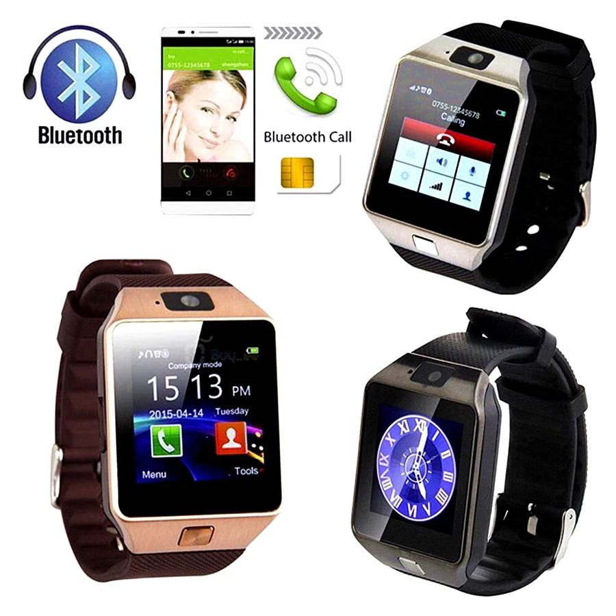 dz09 bluetooth smartwatch touchscreen wrist smart phone watch sports fitness tracker camera compatible with ios android free global shipping