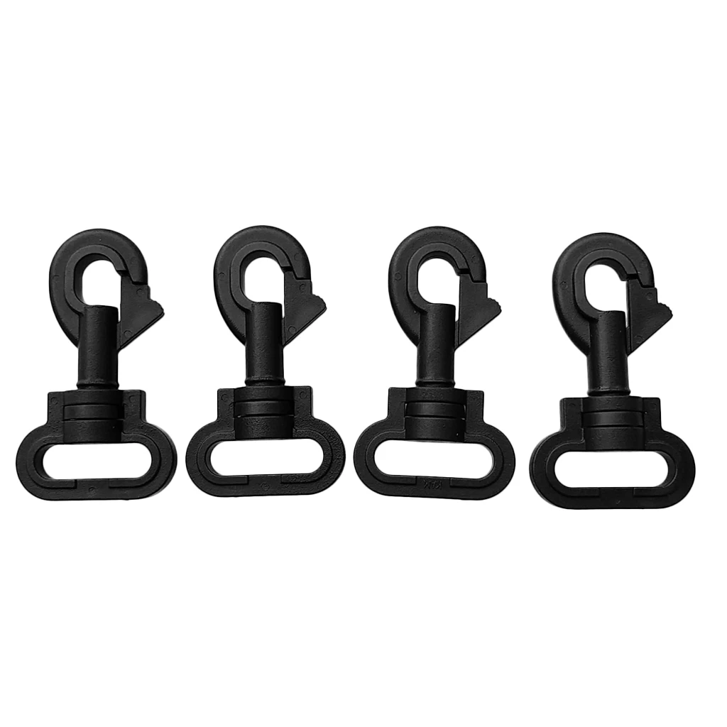 

Pack of 4 Black Plastic Swivel Rotary Snap Hook Outdoor Sports Accessaries