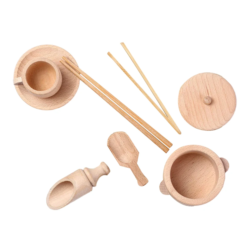 

Wood Kitchen Tableware Accessories Toy Mini Educational Toys for Boys Girls