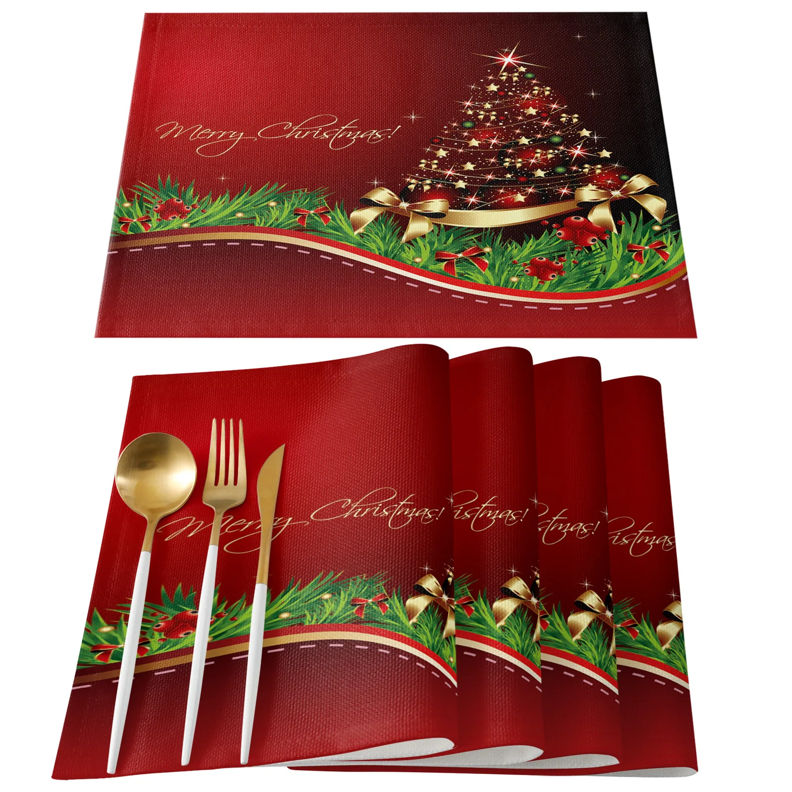 Merry Christmas Tree Waterproof Tablecloth Rectangular Wedding Table Decor Dinning Cover | Дом и сад