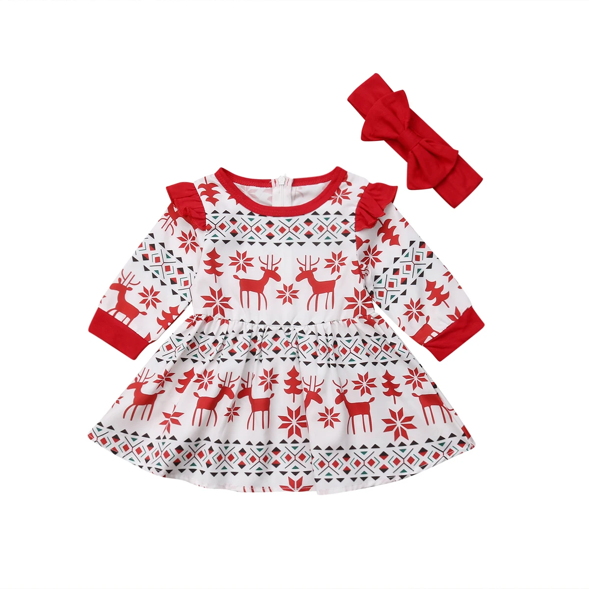 

Christmas Xmas Baby Girl Princess Dress Toddler Kids Plaid Tutu Deer New Year Party Pageant Dresses 6Month-5Years