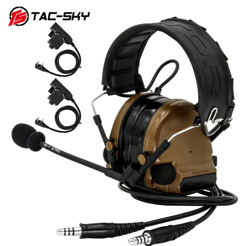 Двойные силиконовые наушники с шумоподавлением и 2 военными адаптерами KENWOOD U94