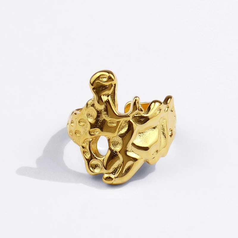 

IOY IRENE Metal Creative Irregular Index Finger Rings For Women Vintage Opening Resizable Lovers Ring Jewelry 2021