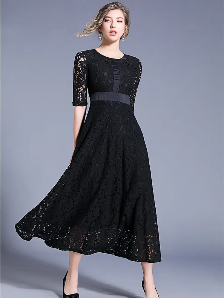 

Spring New Fashion Temperament Lace Dress Retro Elegant Mini Dress for Women Ages 30-45 Years Old