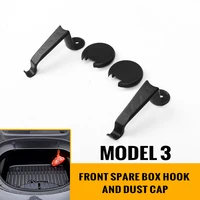 2pcs for tesla model 3 2021 abs car front trunk hooks grocery bags storage hooks with dust plugs auto accessories