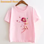 Красивая розовая детская одежда с изображением Миа и я эльфа, футболка с мультяшным принтом для девочек, милая детская одежда, рубашка в стиле Харадзюку, уличная одежда