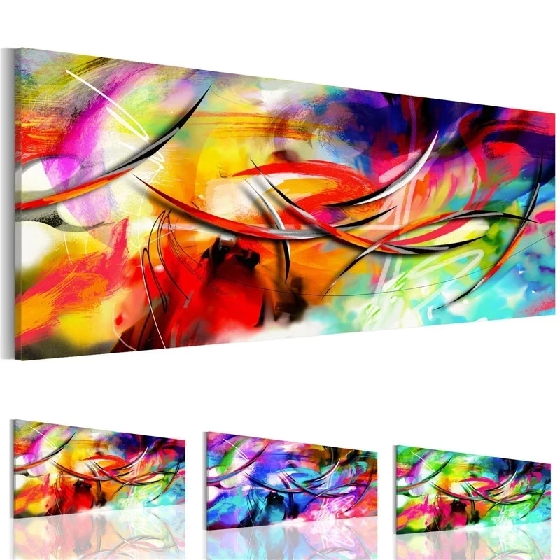 

Современная красочная Картина на холсте 1 шт. линии граффити настенное искусство абстрактные постеры и принты картина для гостиной домашни...