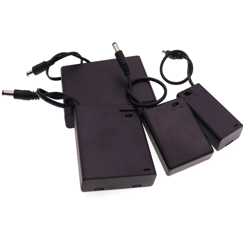 

300pcs/lot 2x 3x 4x AA Batteries Plastic Case 2 3 4 Slots AA Battery Holder Storage Box Cover with OFF/ON Switch Wires+DC Port