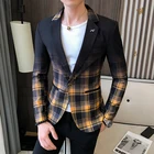 Мужской пиджак, повседневный приталенный пиджак в клетку, в деловом стиле, весна 2021