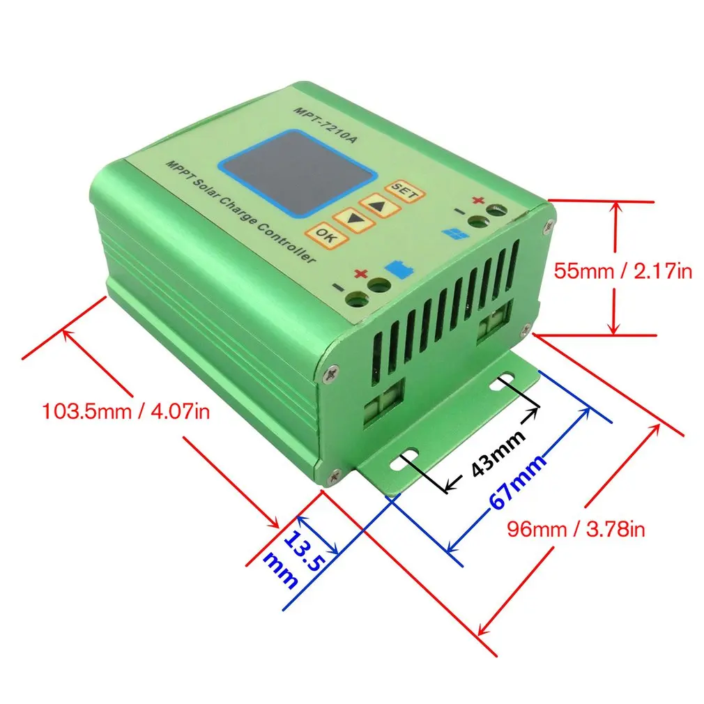 

MPT-7210A Color LCD Display MPPT Solar Panel Charge Controller 24/36/48/60/72V Boost Solar Battery Controllers