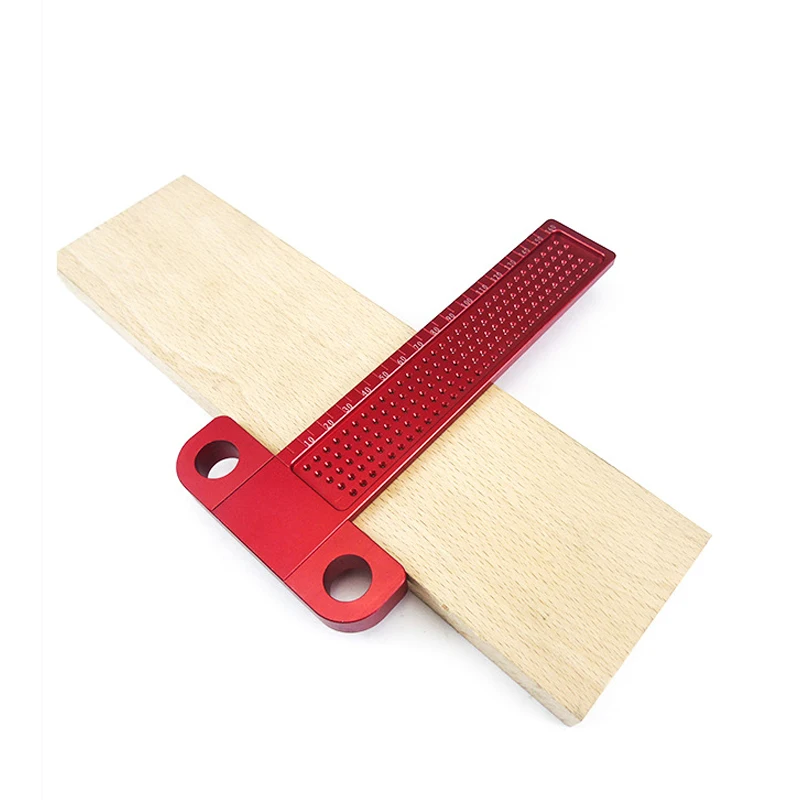 

Aluminium Alloy T-160 Hole Positioning Metric Measuring Ruler Woodworking T-Squares Marking Ruler For Carpenter - 160mm